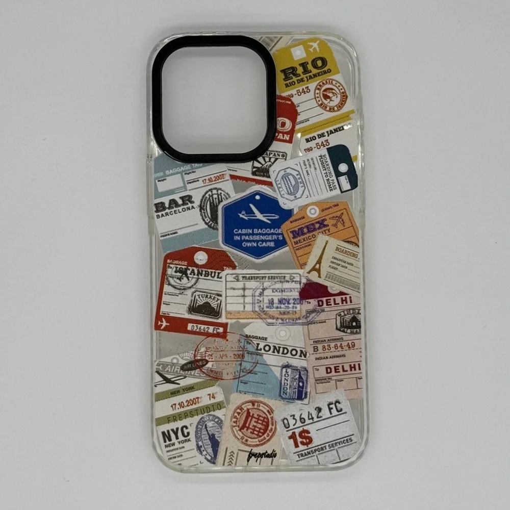 iPhone 15 Pro Max Travel-Themed Clear Phone Case